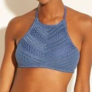 Xhilaration Crochet High Neck Bikini Top - Indigo